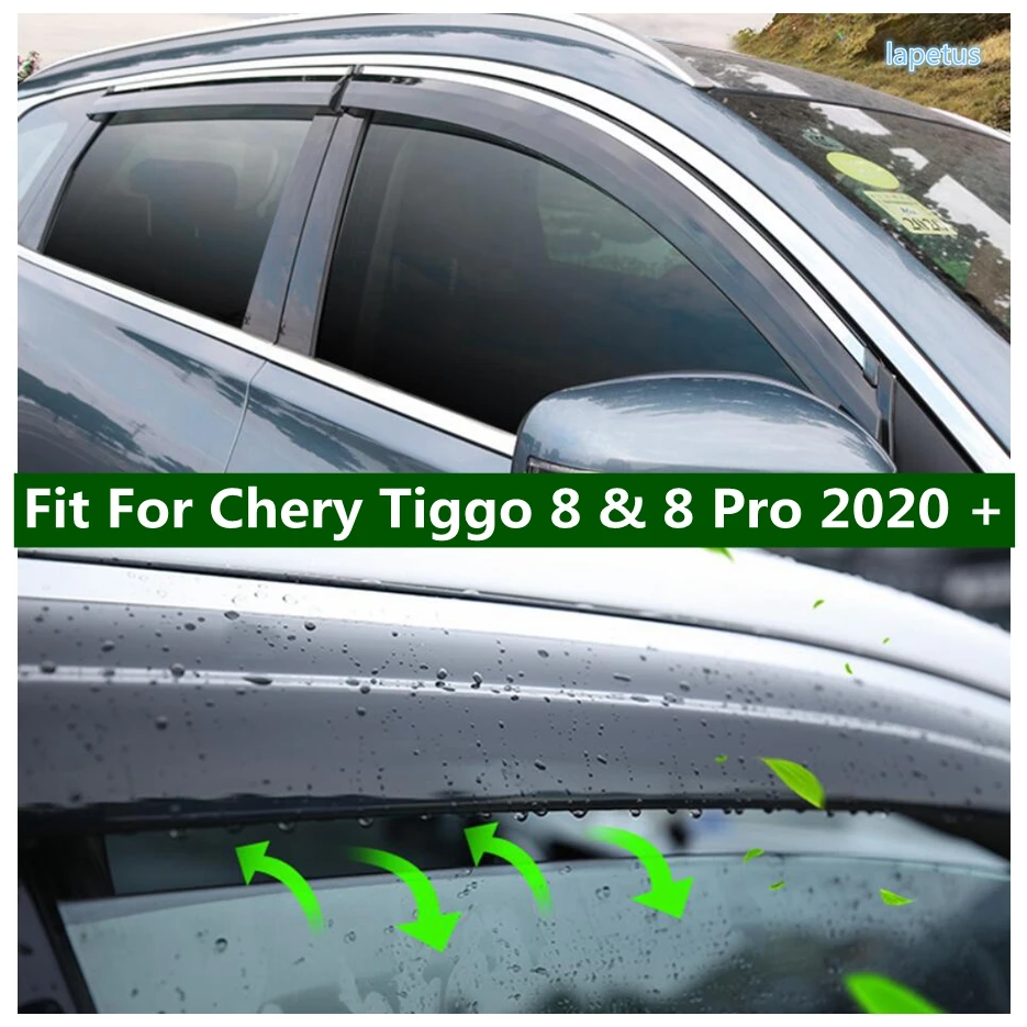 

Car Rain Shield Deflectors Awning Trim Window Visor Cover Exterior Accessories Fit For Chery Tiggo 8 & 8 Pro 2020 - 2022