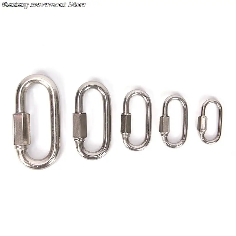 

1pc Stainless Steel Chain Quick Link Oval Thread Carabiner Chain Connector Keychain Buckle Locking Carabiner M4 M5 M6 M8