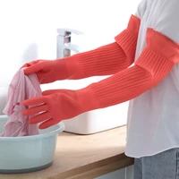 1pair lengthen dishwashing cleaning gloves silicone rubber dish washing glove for household scrubber kitchen clean tool