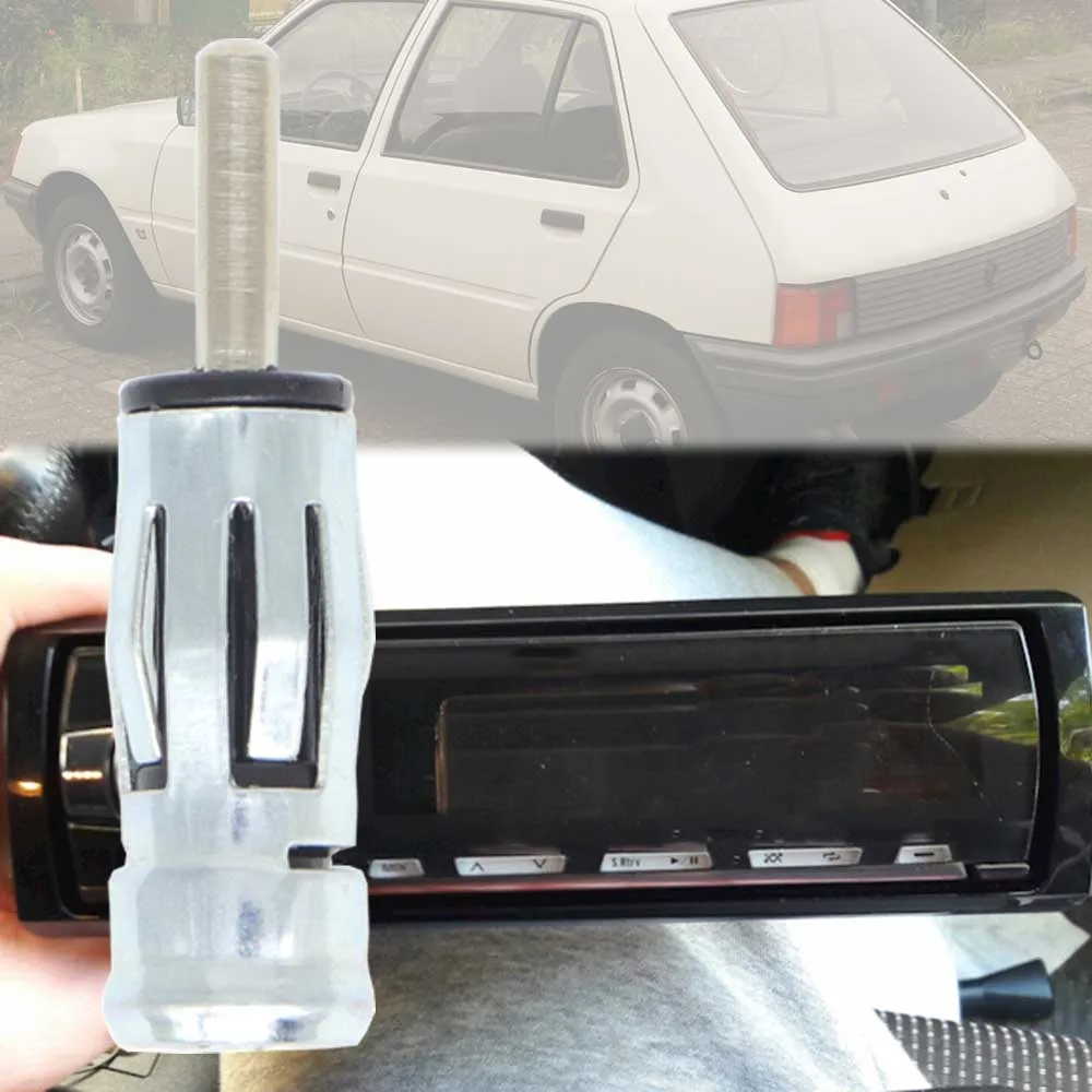 

For Peugeot 205 1983 1984 1985 1986 1987 1988 - 1999 206 1998 - 2007 Car Radio Stereo ISO To Din Aerial Antenna Mast Adaptor