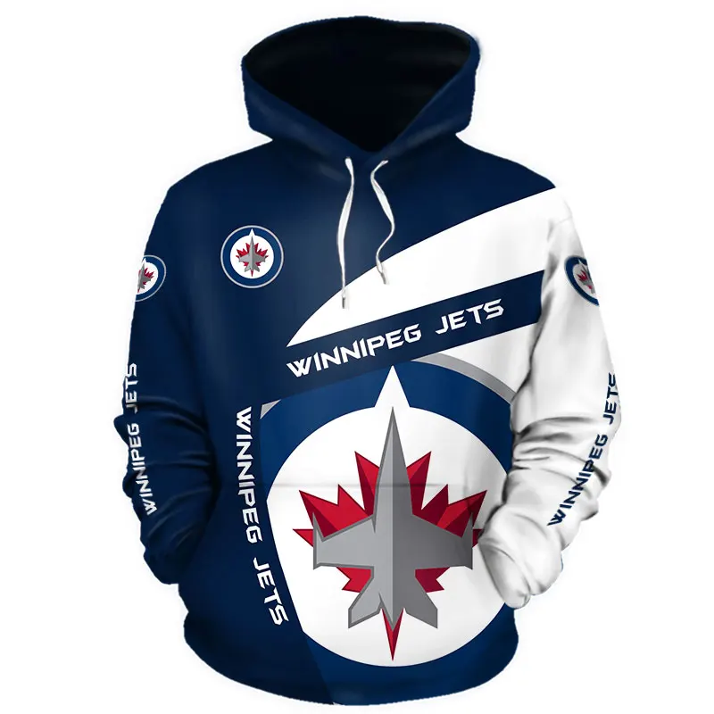 

Winnipeg Men's Fashion 3D Hoodie Blue White Stitching Cartoon Fighter Print Jets Cool Outdoor Sweatshirt 1