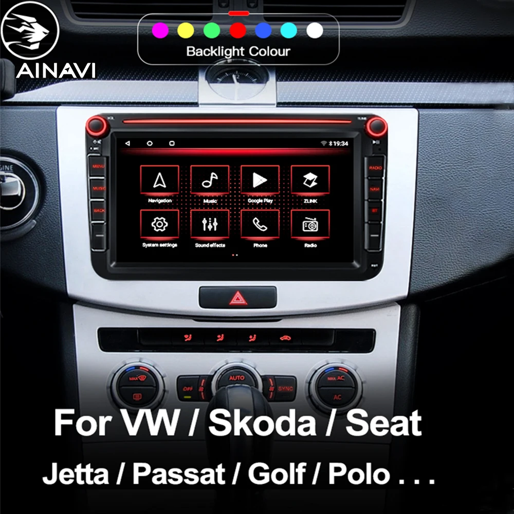 Автомагнитола AINAVI серии 6G 128G 2 din для VW Polo/Tiguan/Golf 6 /Passat b6/b7/Jetta/Skoda/Seat |