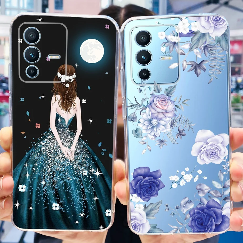 Новая модная окрашенная Обложка для Vivo V23 Pro Чехол V2132 Прозрачная силиконовая