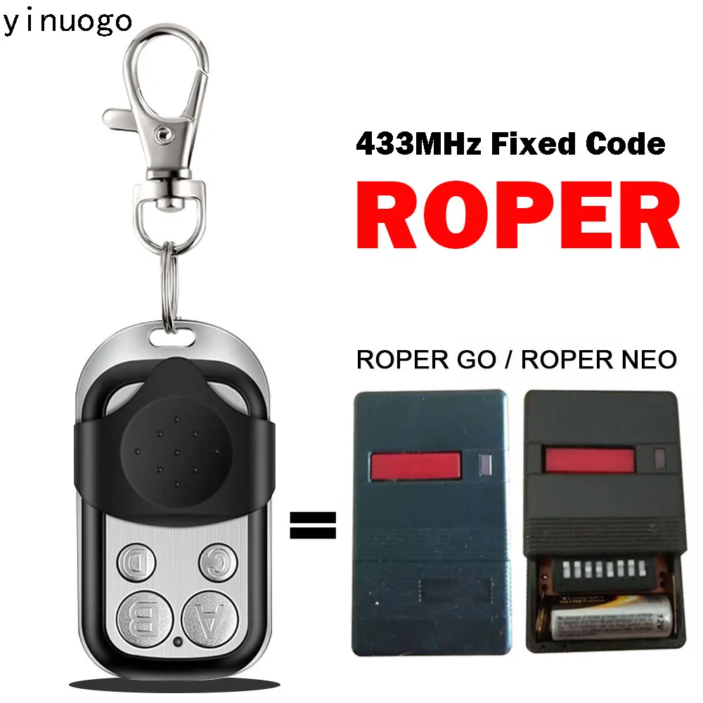 

Пульт дистанционного управления для гаражной двери ROPER GO /ROPER NEO Clone, Открыватель ворот, передатчик управления гаражной дверью, 433 МГц, фиксированный код