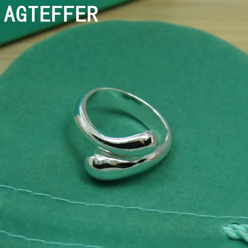 

AGTEFFER 925 Sterling Silver Open Water Droplets/Raindrops Ring For Women Wedding Engagement Party Fashion Charm Jewelry Gift