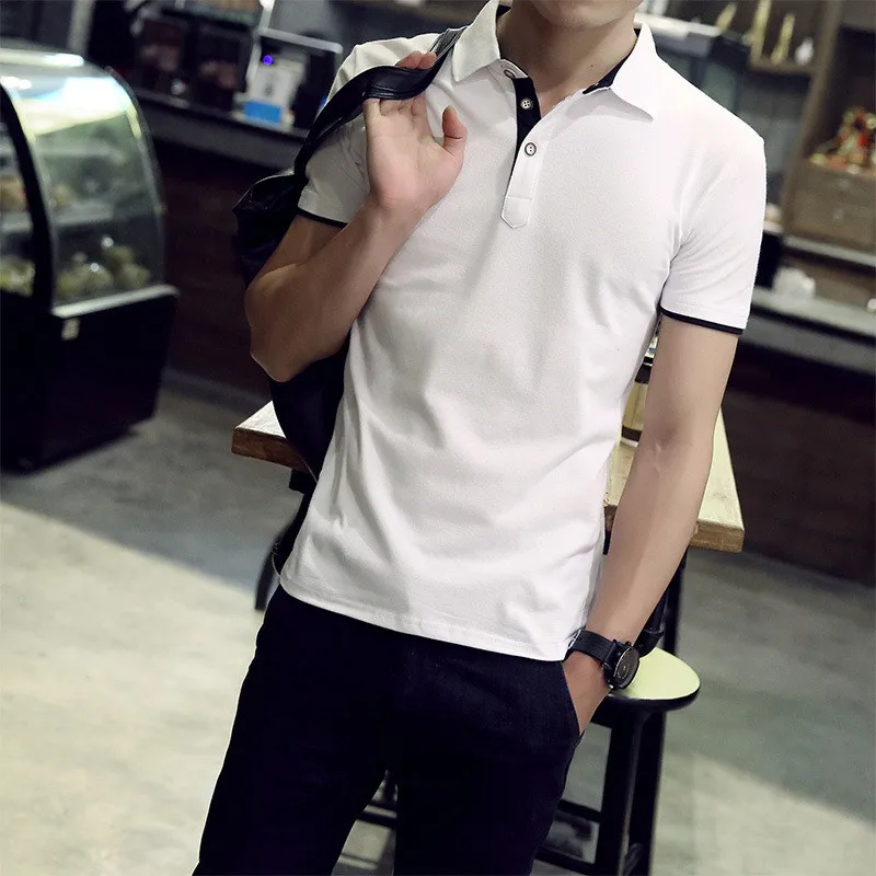 

8747-T-Весенняя Мужская футболка, модная брендовая двойная индивидуальная Мужская футболка с принтом и короткими рукавами