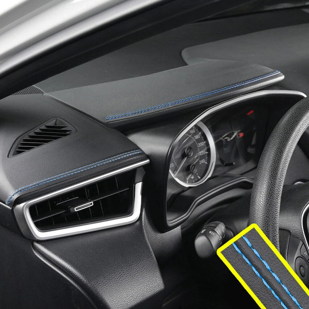 

1pcs Black+Blue Moulding Trim Strip Car Blue Brand New Car Dashboard Decor Line Decorative Moulding PU Leather