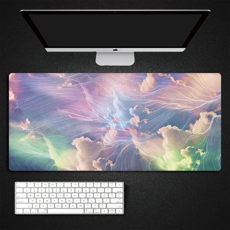 

Black Gray Line Cloud Art Desk Mat Gaming Mouse Pad Large Mousepad Gamer Accessories XXL PC Computer Keyboard Desk Pad Big Size