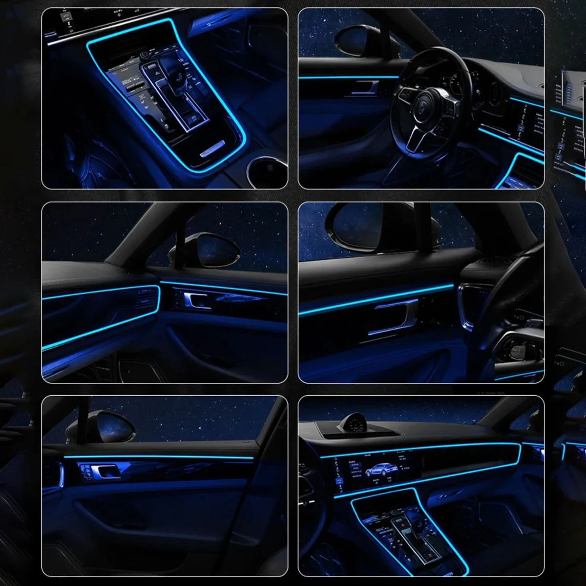Фото Экологическая среда автомобиля El Wire LED USB Гибкие неоновые внутренние фонари в сборе RGB для украшения автомобиля Осветительные аксессуары 3M №4