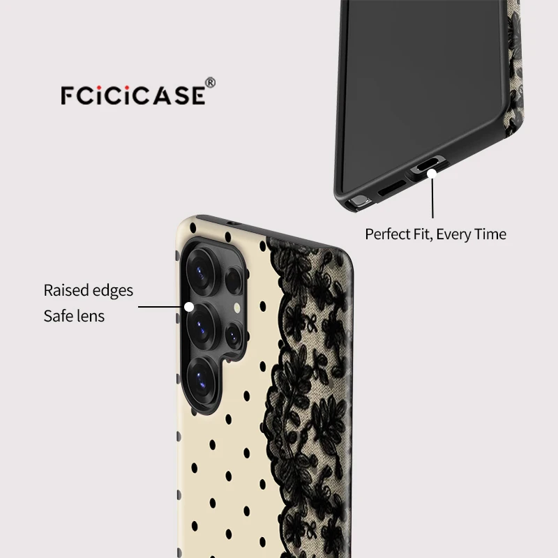 Фото Чехол Fcicicase S26 Edge Circular Dots Lace для Samsung Galaxy S23 Ultra A26 A36 A56 S24+ S25 Plus S20 FE, противоударный, с защитой от царапин №4