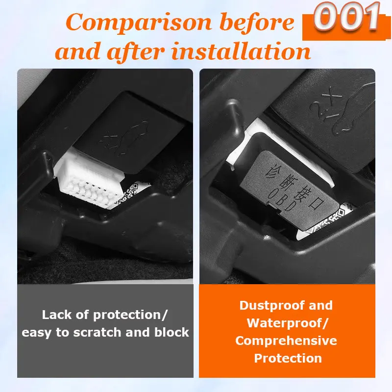 Фото Для ZEEKR 001 2024 2025 автомобильный OBD интерфейс ABS пылезащитный защитный чехол автомобильный компьютер диагностический интерфейс OBD крышка аксессуары №2