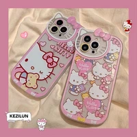 bandai brand cute cartoon pink hello kitty angel eyes clear tpu phone case for iphone xr xsmax 8plus 11 12 13 13 pro max cover