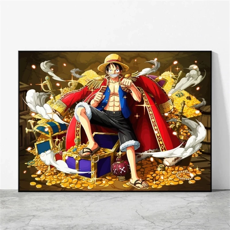 

Monkey D. Luffy Canvas Portgas D Ace Painting Poster One Piece Printed Tony Tony Chopper Wall Art Pictures Home Decor With Frame