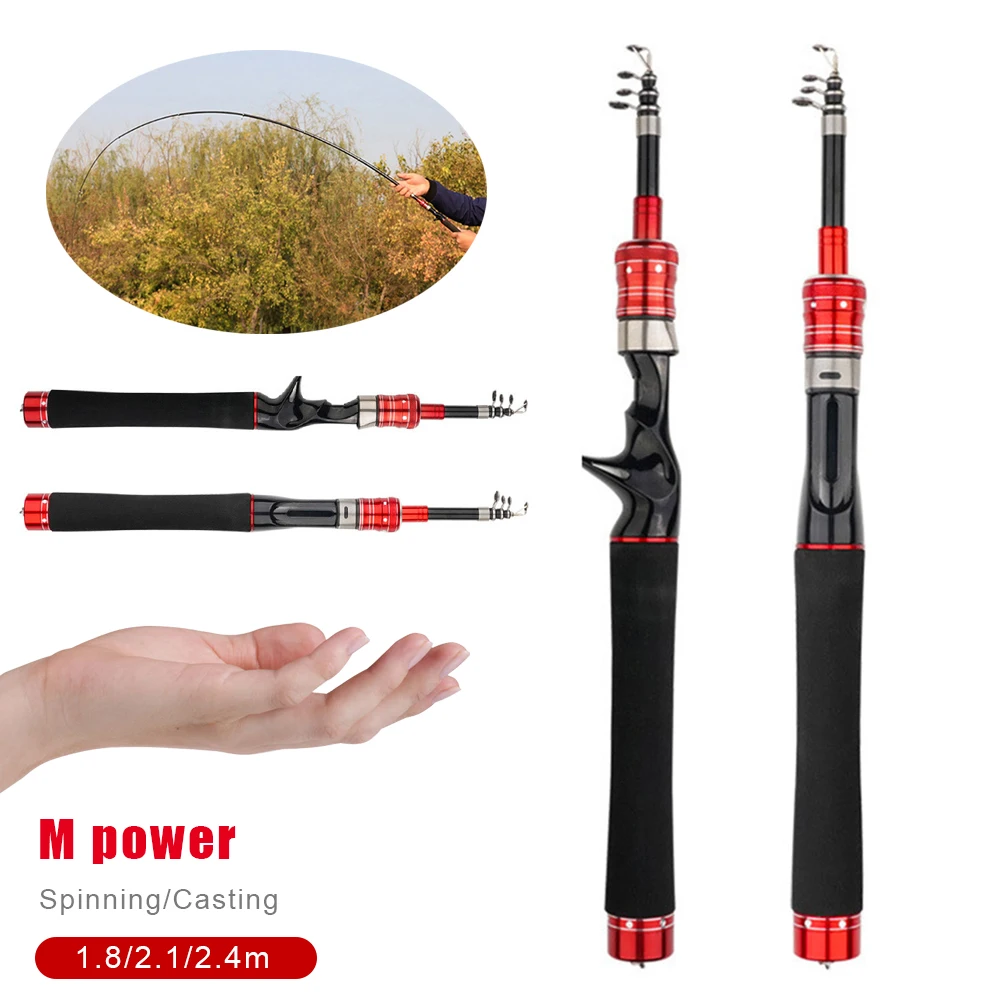 

Portable Telescopic Fishing Rod Carbon Fiber Spinning Casting Rod Outdoor Sport Fishing Tool Freshwater Bass Carp Saltwater