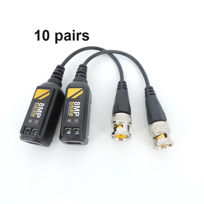 

10 пар AHD/CVI/TVI 1080p 8MP 4K витой BNC CCTV видеобалун пассивные приемопередатчики UTP балун BNC Cat5 CCTV UTP видео балун