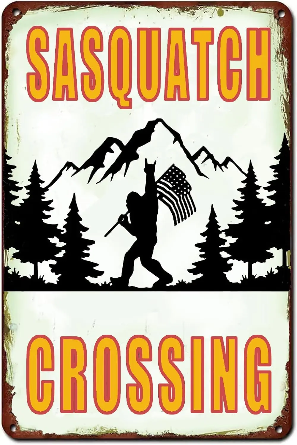 Ssqutch Crossng Tn Sgns Wrnng Bgfoot Sgn Wll Декор Плакат Vntge Metl Plque для дома Br Спальня Ktchen Grge Grd