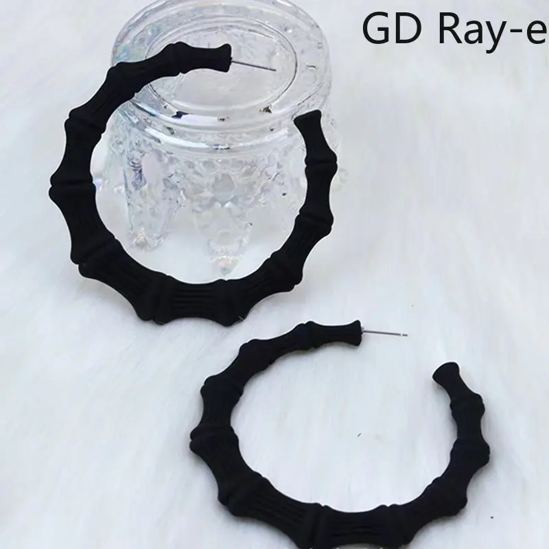 

Bohemia Acrylic Spray Paint Bamboo Hoop Earring for Women Punk Multicolor Big Circle Earrings Female Summer large Earrings