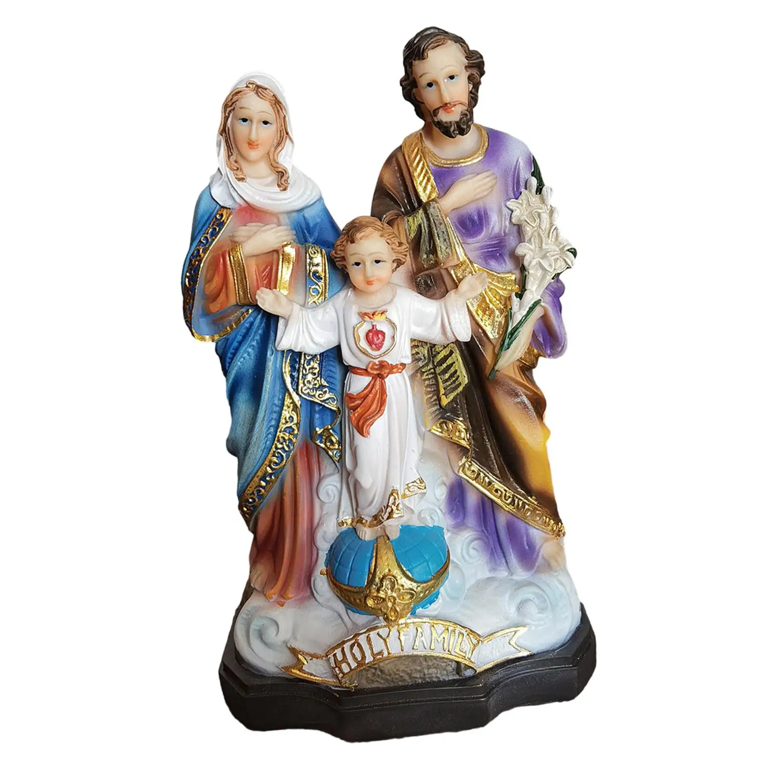 

Jesus Family Statue Resin Crafts Decor Ornament Traditional Holy Family with Child Figure for Car Home Bedroom Desk Shelf