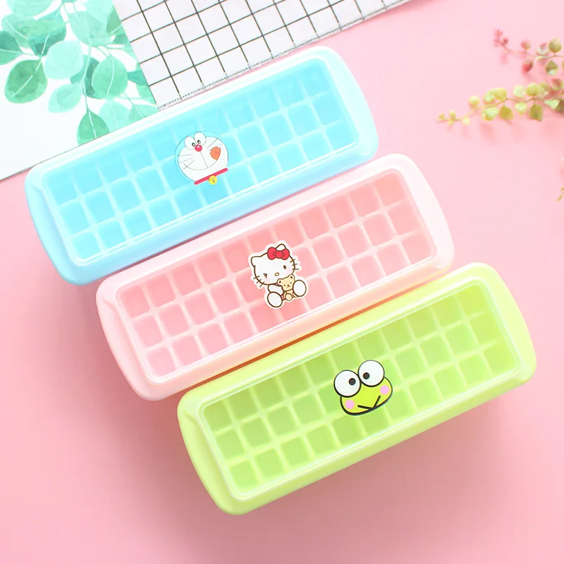 

Kawaii Sanrioed Cinnamoroll MyMelody Kuromi Cartoon Ice Tray Double Layer Frozen Ice Cube Mold with Lid Storage Box Home Gift