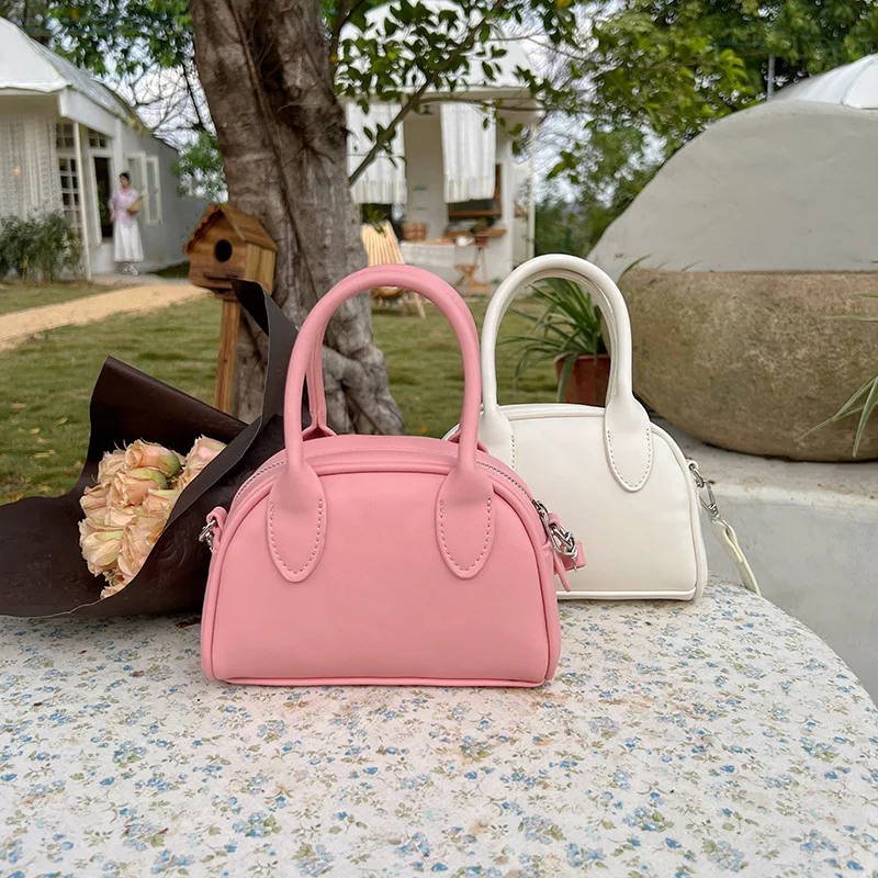 Милые сумочки для женщин из искусственной кожи с надписью Розовая белая сумка