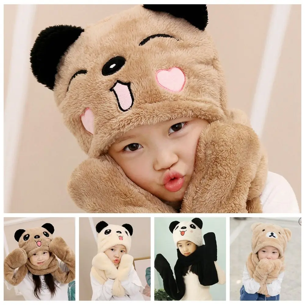 

Cute Scarf Mitten Beanies Scarf Hat Glove Sets Apparel Accessories Windproof Scarf Winter Hat Gloves Set Panda Hat