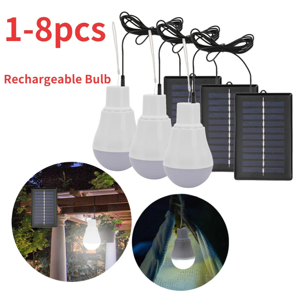 

5V 15W Solar Bulb Light USB Rechargeable LED Emergency Lights Solar Power Panel Outdoor Bulb Portable Tent Lamp for Porch Garden