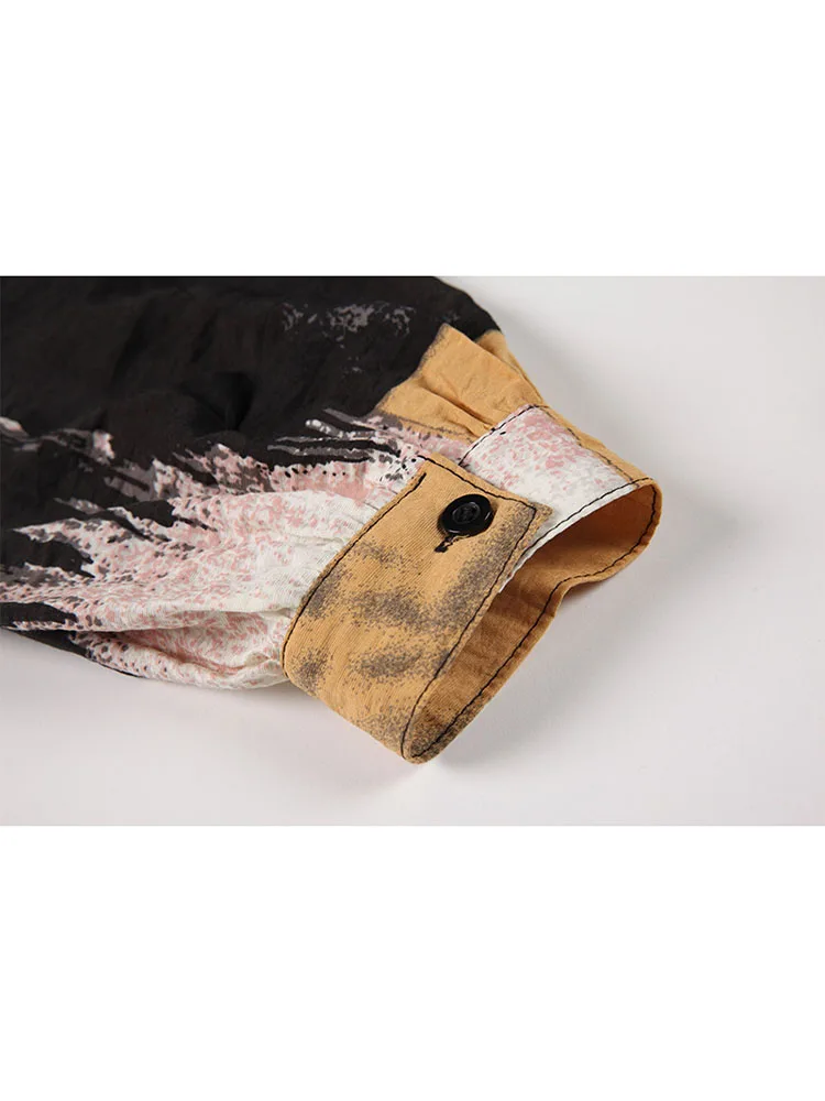 Женские винтажные модные блузки с масляным принтом уличная одежда рубашки