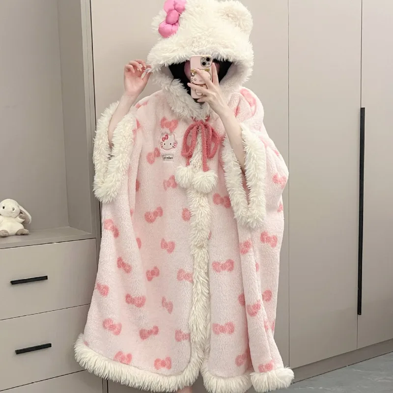 Sanri Hello Kitty новая зимняя бархатная утепленная пижама для девочек коралловый