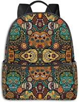 colorful sugar skulls multifunctional backpacks business and travel laptop backpacks 14 5x12x5 in