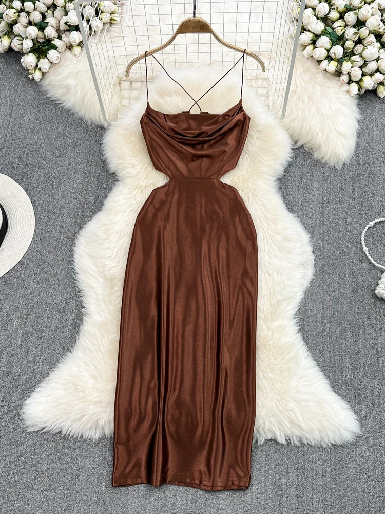 

Женское платье на бретелях-спагетти, с открытой спиной и шнуровкой