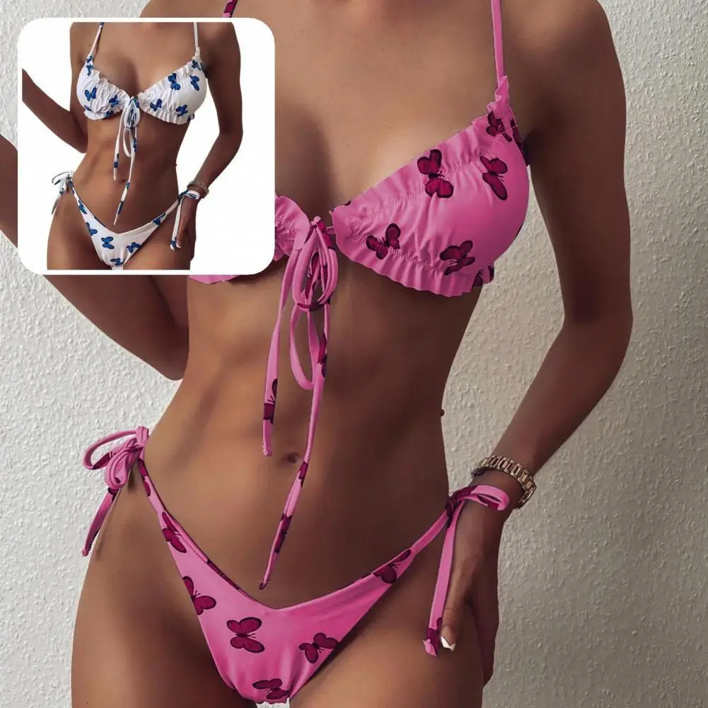 

2Pcs/Set Chic Swimsuit Split Type Adult Swimwear Low Waist Bathing Suit