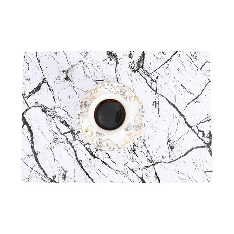 

43*30cm Creative Marble Pattern PVC Western Food Insulation Pad Non-slip Waterproof and Oil-proof Coaster Home Table Mat
