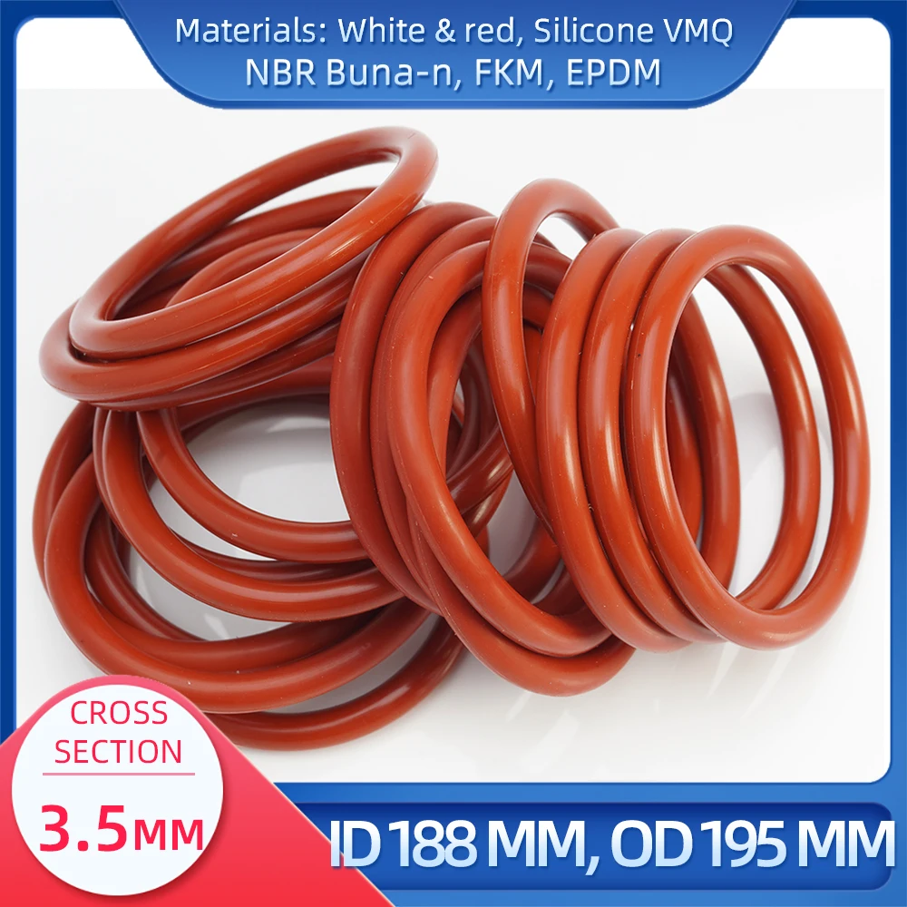 

O Ring CS 3.5 mm ID 188 mm OD 195 mm Material With Silicone VMQ NBR FKM EPDM ORing Seal Gaske