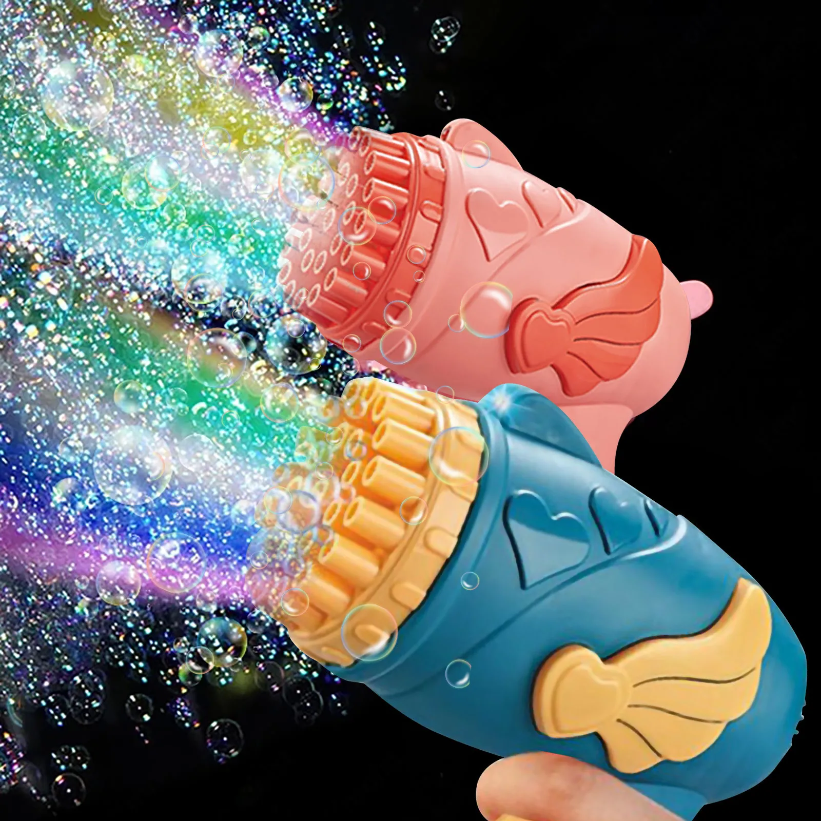 

26 Holes Bubble Machine with Bubble Solution Kids Summer Soap Rocket Launcher Water Bubble Gun for Party Wedding Outdoor Toys