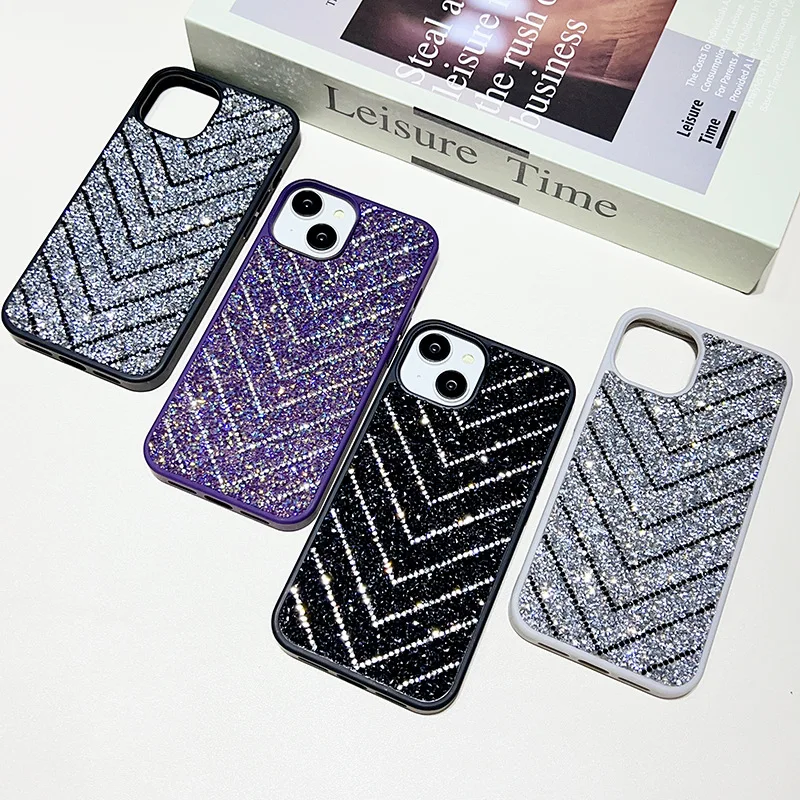 

Luxurious Stripe Mobile Phone Case Suitable for iPhone 12 13 14 Promax Glittering TPU Cell Phone Cover Bag for iPhone Pro