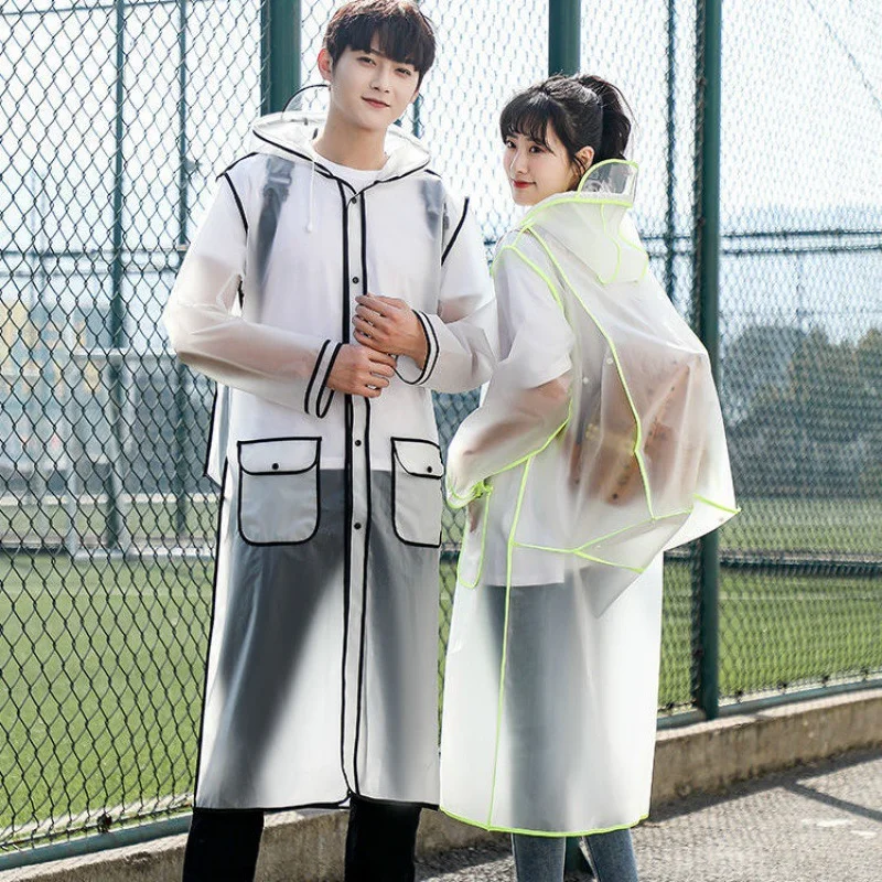 

Fashion Women Transparent Eva Plastic Man Raincoat Travel Waterproof Rainwear Adult Can Hold Backpack Rain Coat