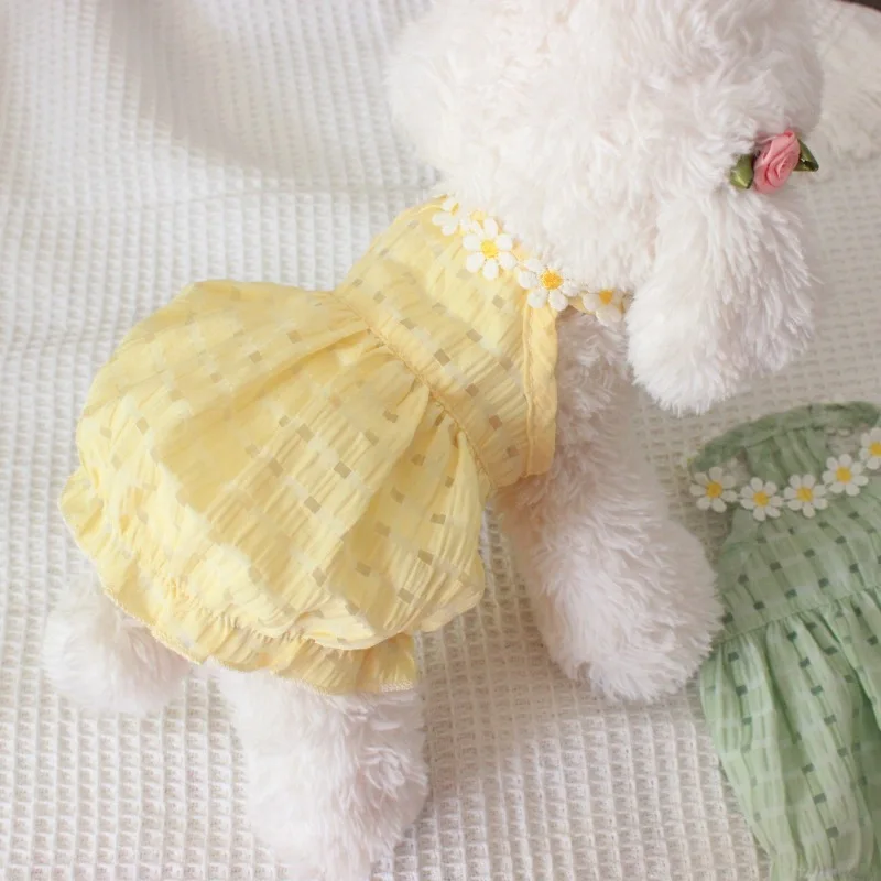 

ins Summer Cotton Fresh Pet Dog Cat Puppy Dress Skirt Yorkshire Chihuahua Pomeranian Poodle Bichon Clothing Pet CostumeTeddy