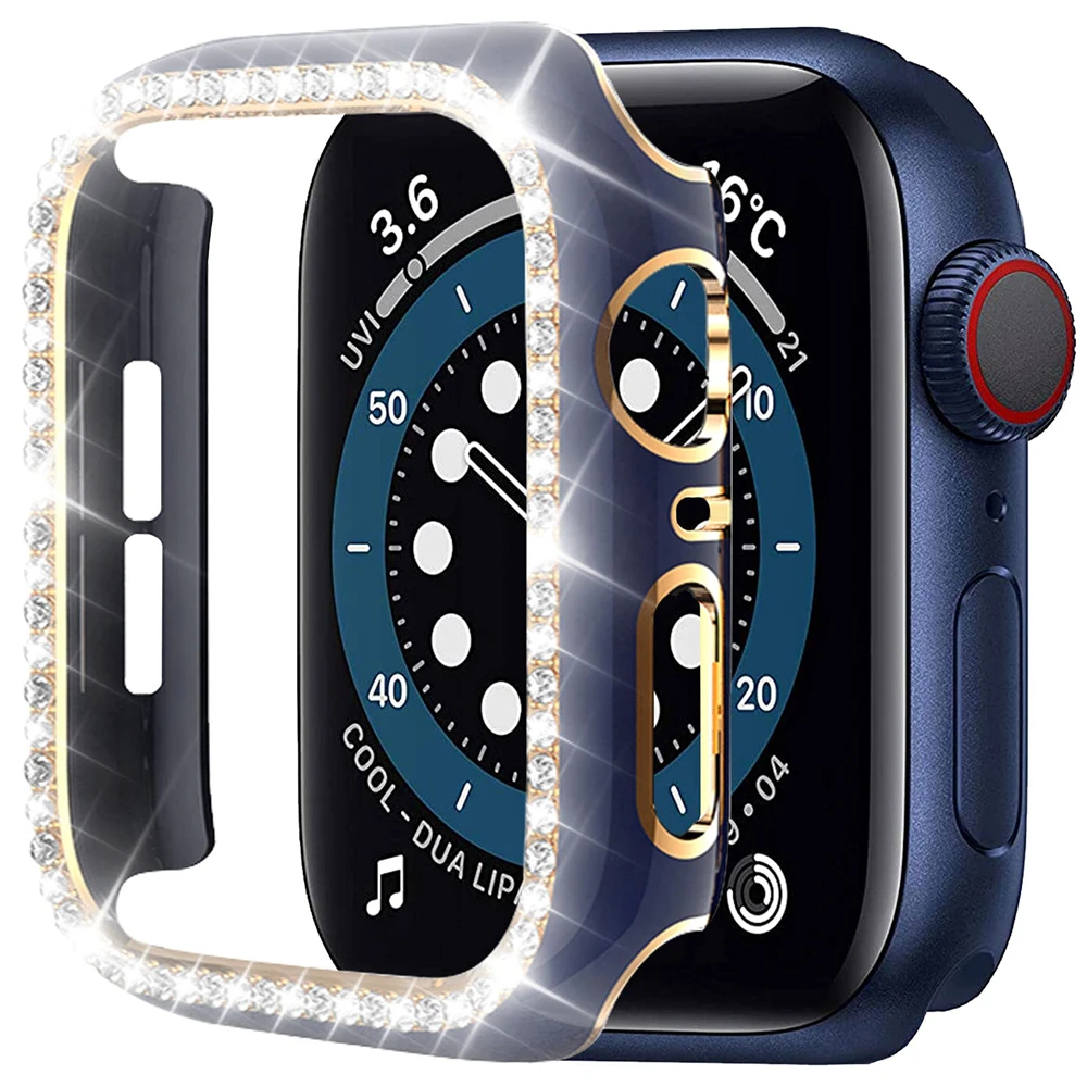Фото Женский чехол со стразами для Apple Watch 7 6 se 40 мм 44 мм 41 мм 45 мм iWatch Series 5 3 38 мм 42 мм защитные чехлы аксессуары №2