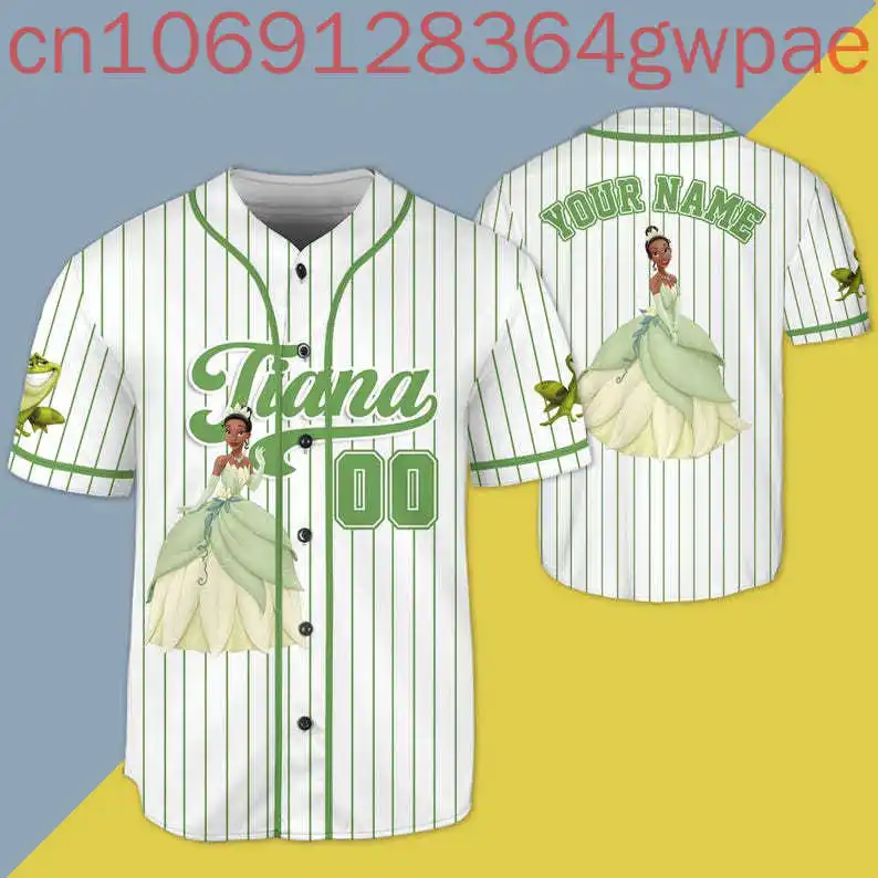 Персонализированный бейсбольный трикотаж принцессы Тианы Диснея мужские