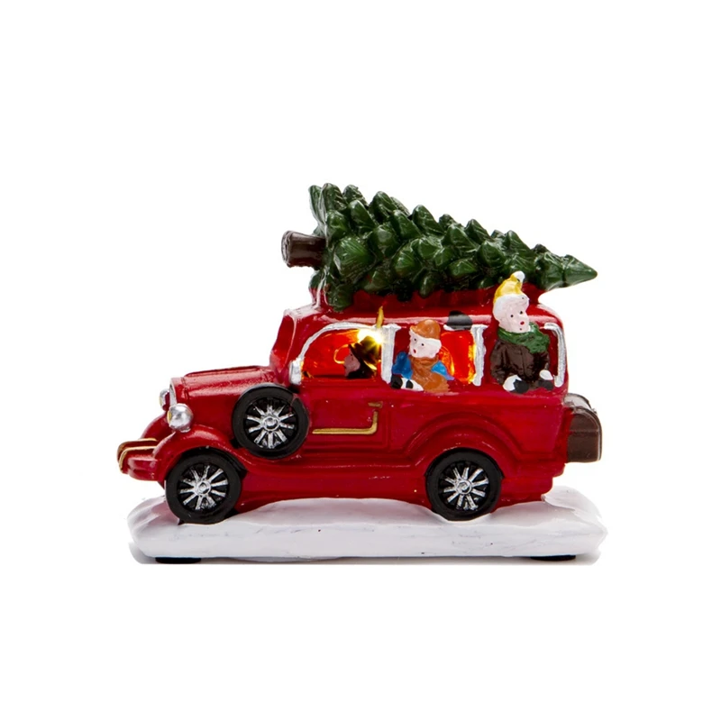 Christmas Decorations Truck Ornaments Transporting Tree Car Glowin Village For Kids Home Decor