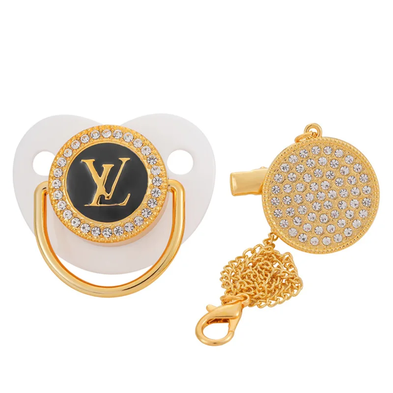 

Luxury Baby Pacifier Silicone Black Pacifier Name Initial Letter Teether Newborn Dummy Infant Nipple Baby Shower Gifts 3-18M