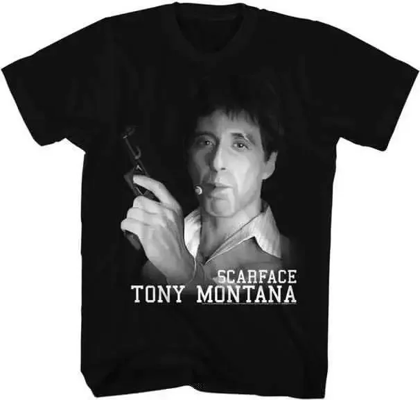 Лицо со шрамом Тони Монтана с пистолетом лицензированная футболка классические