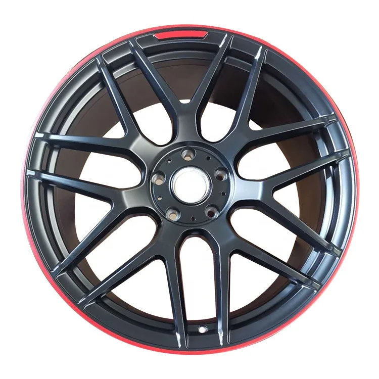 

Matte black red edge Aluminium Alloy car wheel rims 10x 22 inch 5 holes Forged Wheels