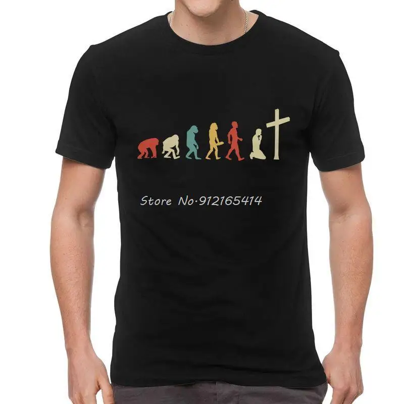 

Jesus Evolution Of Religion T Shirt Men Cotton Print T-shirt Fashion Tshirt Christian Religious Faith Tees Streetwear Harajuku