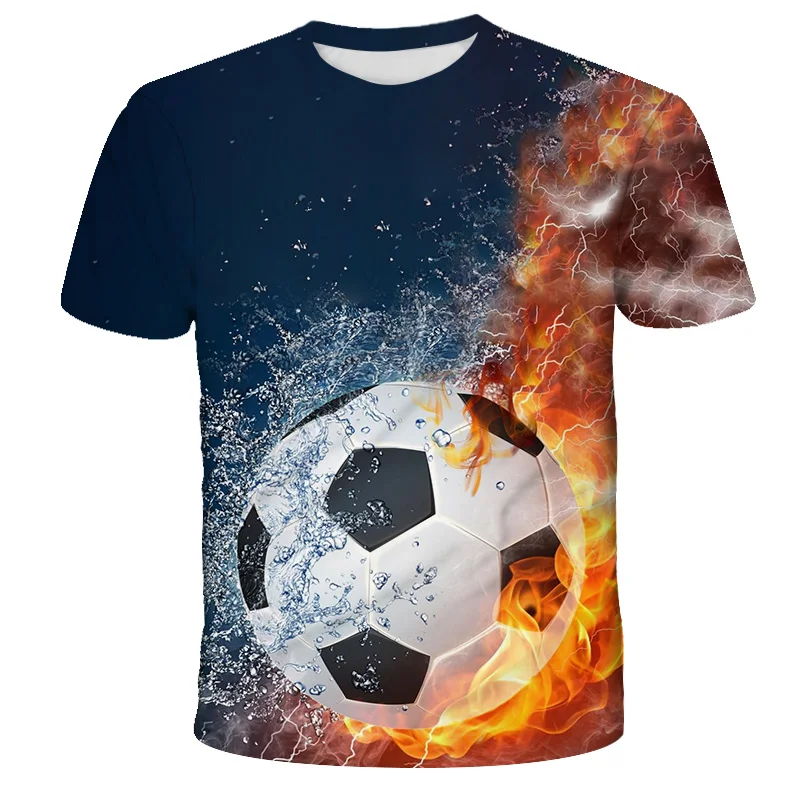 

New Super Cool Football 3D Printed top T-Shirt Cute Cartoon Short-Sleeve Summer Children's T-Shirt 4-14 Years Old
