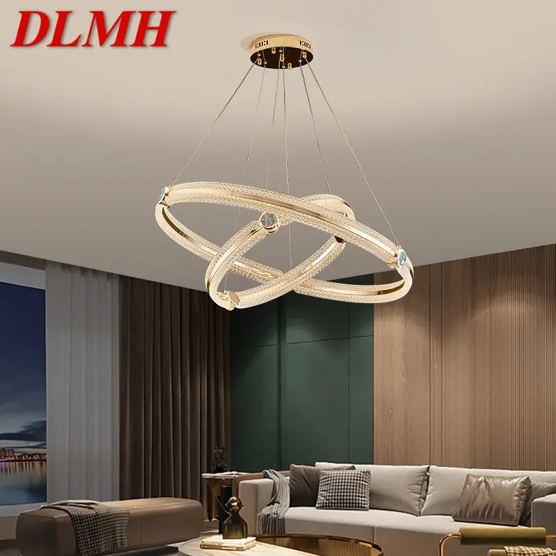 

DLMHNordic Chandelier Led 3 Colors Creative Light Luxury Ring Pendant Lamp Home Living Dining Room Bedroom Fixtures