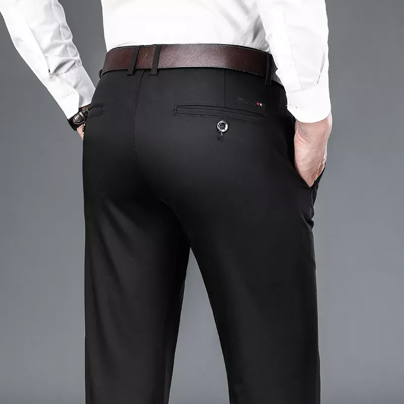 

Men Stretch Straight Casual Pants Office Business Fashion Cotton Brand Trousers Male Green Khaki Autumn New 4 Colors