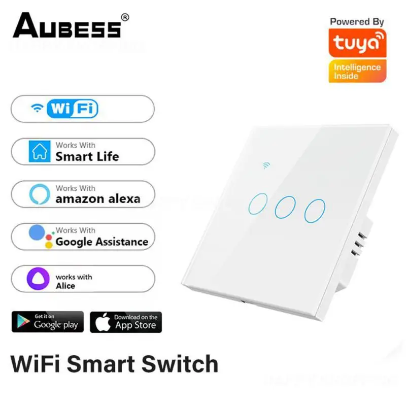 

Wifi Timing Light Wall Button 1/2/3/4gang Smart Touch Switch Neutral Wire Switch Tuya For Alexa And Home App Control Eu