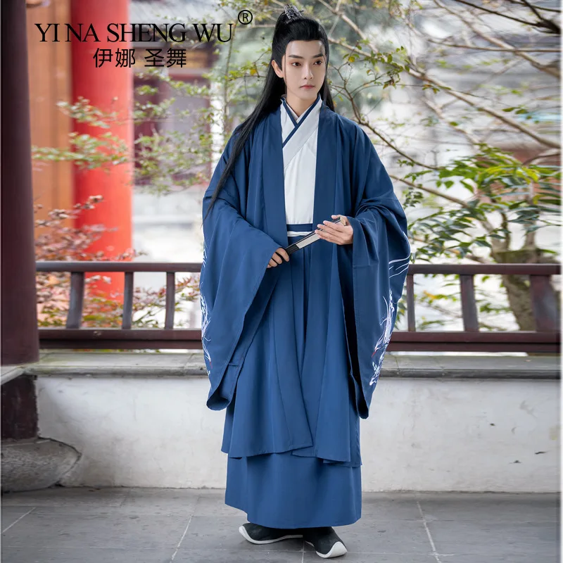 Мужской студенческий костюм Hanfu в старинном стиле черный властительный меч
