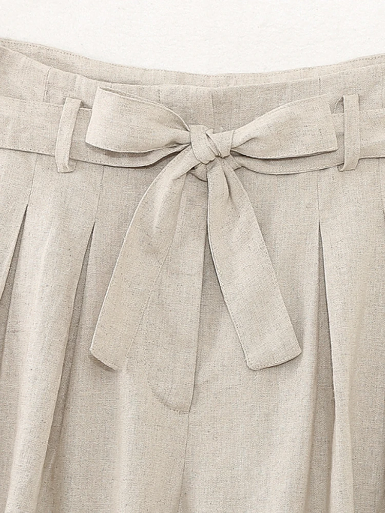 PAILETE Women 2023 fashion with belt bermuda shorts vintage high waist front pockets female short pants mujer